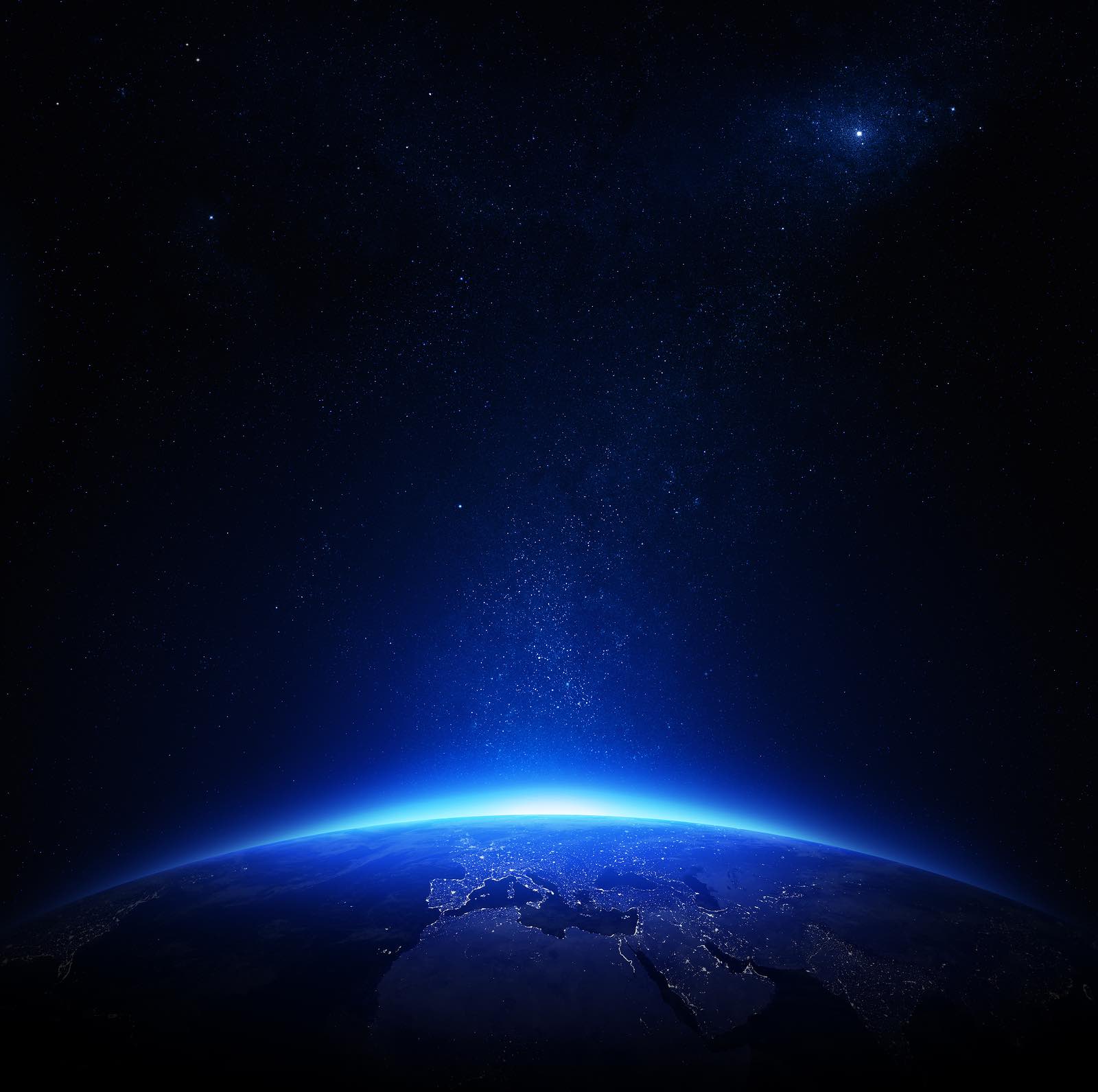 Earth at night with city lights (Elements of this image furnished by NASA)