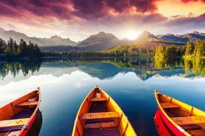 Mountain lake In National Park, Slovakia, Europe.