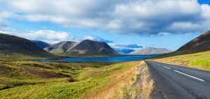 Road to sea lagoon. Iceland