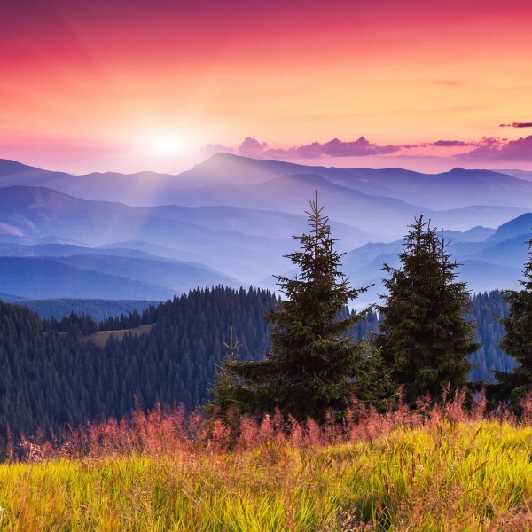 Majestic morning mountain landscape with colorful cloud. Dramatic sky. Carpathian, Ukraine, Europe.