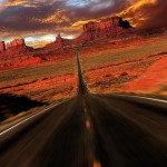 Speeding Sunset Fantasy Image of Monument Valley