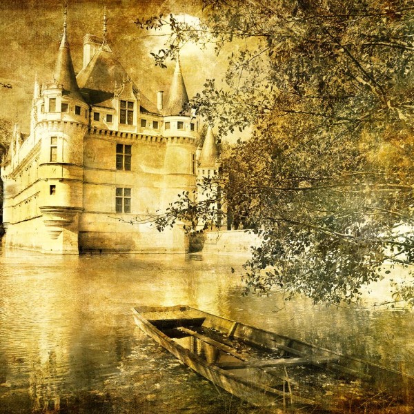 romantic castle – artistic toned picture in retro style