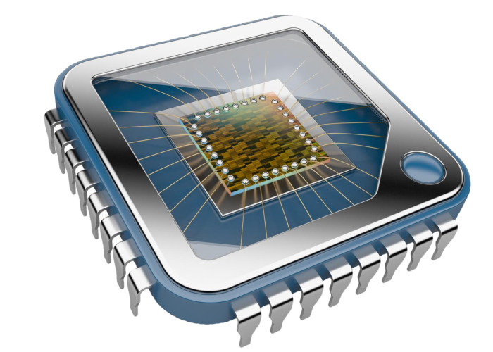 Blue Computer Chip - No Background PNG not compessed